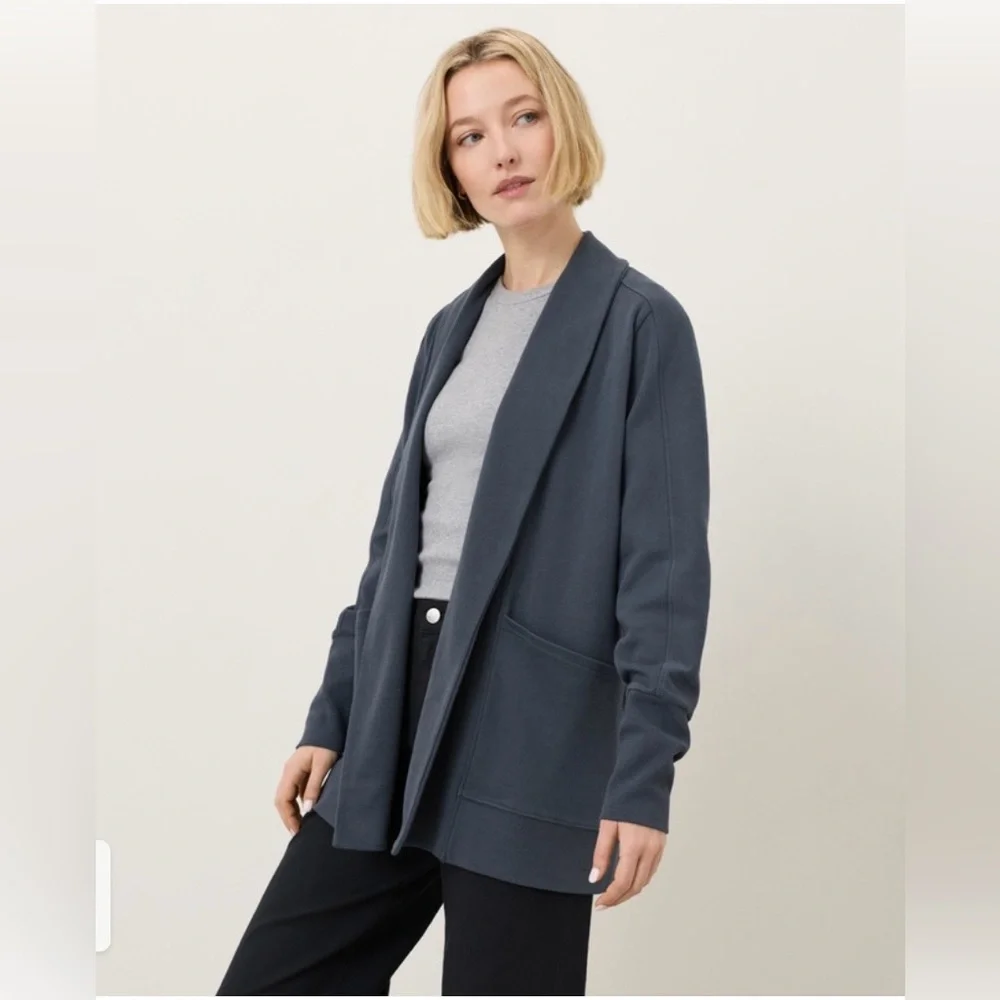PACT Midnight Blue Organic Airplane Wrap Cardigan (M) - Picture 1 of 9